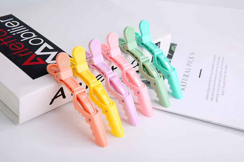 HH&LL Hair clips for Styling 12 pcs â€“ Wide Teeth & Double-Hinged Design â€“ Alligator Styling Sectioning Clips of Professional Hair Salon Quality (Colorful) - Image 4